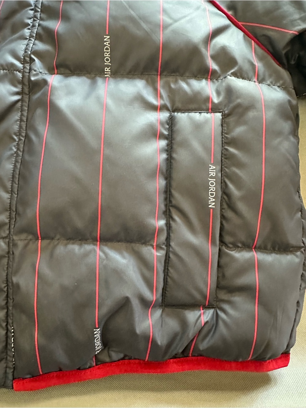 Dope! Jordan Black Puffer Jacket with Red Pinstripe Accents, rare one off! - Picture 8 of 9